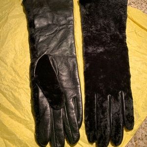 NEW “TORY BURCH LONG LEATHER~BLACK VELVET GLOVE”